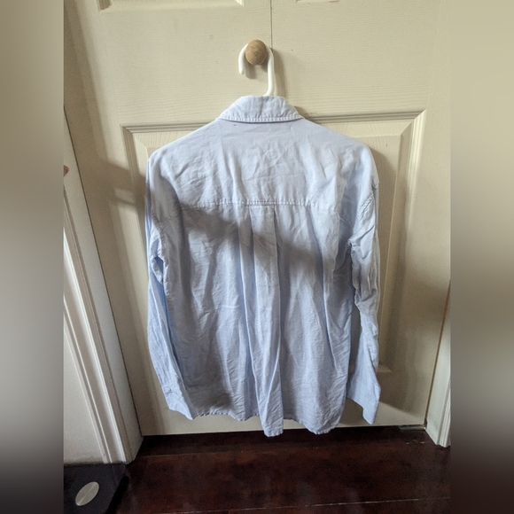 DKNY jeans linen blend blue button down size Small/Medium - Picture 4 of 4